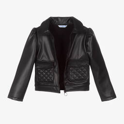 Mayoral-Черная куртка из искусственной кожи для девочек | Childrensalon Outlet