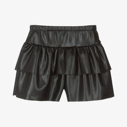 Mayoral-شورت سكورت جلد صناعي لون أسود للبنات | Childrensalon Outlet