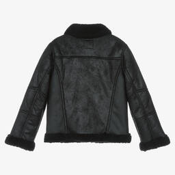 Mayoral-Girls Black Faux Suede Jacket | Childrensalon Outlet