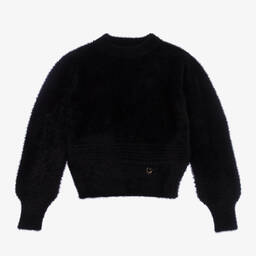 Mayoral-Girls Black Fluffy Sweater | Childrensalon Outlet