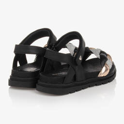 Mayoral-صندل جلد صناعي لون أسود وذهبي للبنات | Childrensalon Outlet