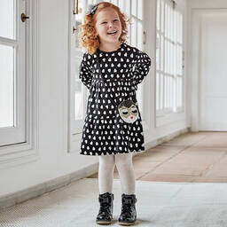 Mayoral-Черное платье с сердечками и сумка | Childrensalon Outlet