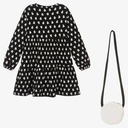 Mayoral-Черное платье с сердечками и сумка | Childrensalon Outlet