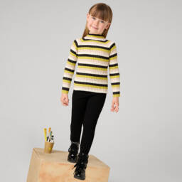 Mayoral-Girls Black Houndstooth Velvet Leggings | Childrensalon Outlet