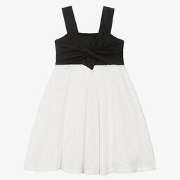 Mayoral-Girls Black & Ivory Cotton Dress | Childrensalon Outlet
