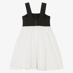Mayoral-Girls Black & Ivory Cotton Dress | Childrensalon Outlet