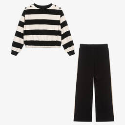 Mayoral-Кремово-черный топ и черные брюки из хлопка | Childrensalon Outlet