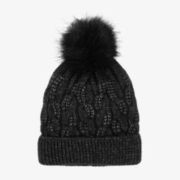 Mayoral-Girls Black Knit Pom-Pom Beanie | Childrensalon Outlet