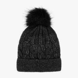 Mayoral-Girls Black Knit Pom-Pom Beanie | Childrensalon Outlet