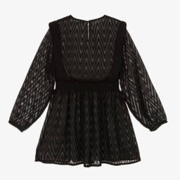 Mayoral-فستان زيغ زاغ شيفون لون أسود | Childrensalon Outlet