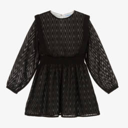 Mayoral-فستان زيغ زاغ شيفون لون أسود | Childrensalon Outlet