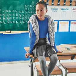 مايورال-تنورة جلد صناعي بكسرات لون أسود | Childrensalon Outlet