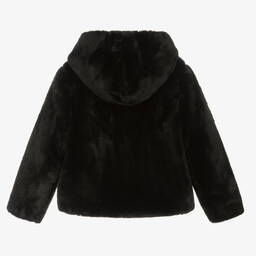 Mayoral-Girls Black Plush Faux Fur Jacket | Childrensalon Outlet