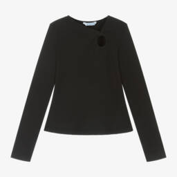 Mayoral-Girls Black Ribbed Jersey Top | Childrensalon Outlet