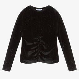 Mayoral-Черный блестящий велюровый топ для девочек | Childrensalon Outlet
