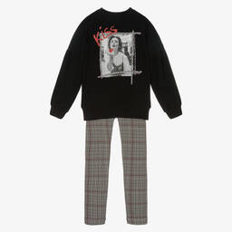 مايورال-طقم توب وليغنغز فيسكوز جيرسي لون أسود للبنات | Childrensalon Outlet