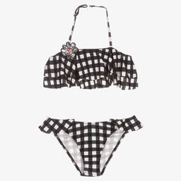 Mayoral-Girls Black & White Gingham Bikini | Childrensalon Outlet