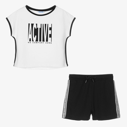 مايورال-طقم شورت جيرسي لون أسود وأبيض للبنات | Childrensalon Outlet