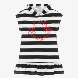 مايورال-فستان هودي قطن جيرسي لون أسود وأبيض | Childrensalon Outlet