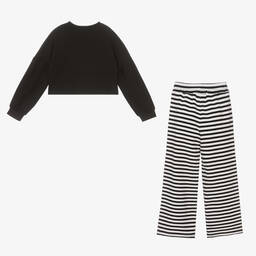 Mayoral-Girls Black & White Striped Trouser Set | Childrensalon Outlet