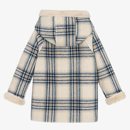 Mayoral-Girls Blue & Beige Check Coat | Childrensalon Outlet