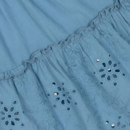 Mayoral-Girls Blue Cotton Broderie Anglaise Dress | Childrensalon Outlet