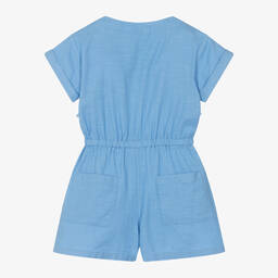 Mayoral-Girls Blue Cotton Playsuit | Childrensalon Outlet