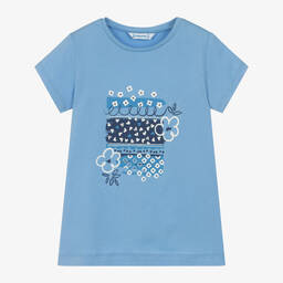 Mayoral-Girls Blue Cotton T-Shirt | Childrensalon Outlet