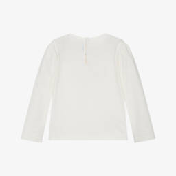 Mayoral-Girls Blue & Cream Long Sleeve Tee | Childrensalon Outlet