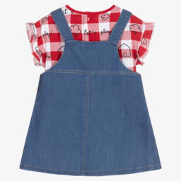 Mayoral Newborn-Girls Blue Denim & Check Ensemble | Childrensalon Outlet
