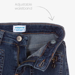 Mayoral-Girls Blue Denim Cropped Jeans | Childrensalon Outlet
