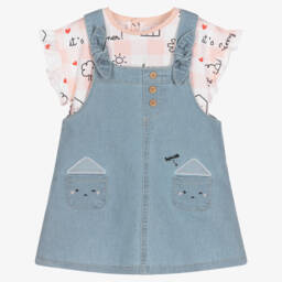 Mayoral Newborn-Girls Blue Denim Delight Ensemble | Childrensalon Outlet