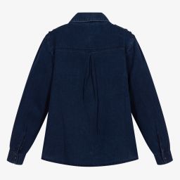 Mayoral-Синяя рубашка с эффектом деним для девочек | Childrensalon Outlet