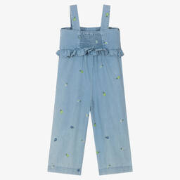 Mayoral-جمبسوت قطن شامبري مطرز لون أزرق للبنات | Childrensalon Outlet