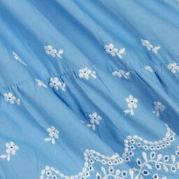 Mayoral-Girls Blue Embroidered Cotton Dress | Childrensalon Outlet