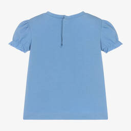 Mayoral-Girls Blue Embroidered Cotton T-Shirt | Childrensalon Outlet