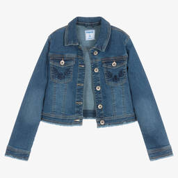 Mayoral-Girls Blue Embroidered Denim Jacket | Childrensalon Outlet