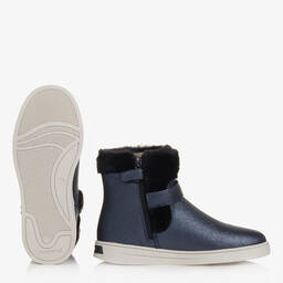 Mayoral-Girls Blue Faux Fur Boots | Childrensalon Outlet