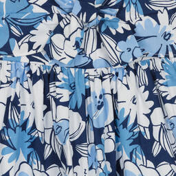 Mayoral-Girls Blue Floral Cotton Dress | Childrensalon Outlet