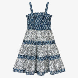 Mayoral-Girls Blue Floral Cotton Sundress | Childrensalon Outlet