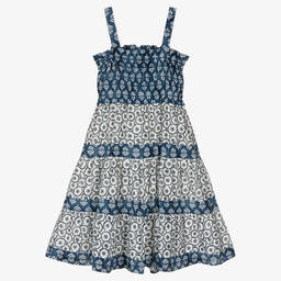 Mayoral-Girls Blue Floral Cotton Sundress | Childrensalon Outlet