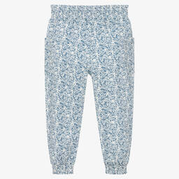 Mayoral-Голубые хлопковые брюки в цветочек | Childrensalon Outlet