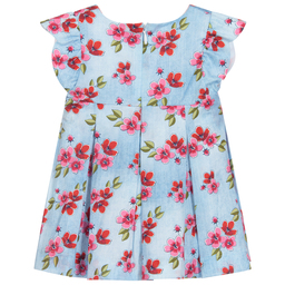 Mayoral-Голубое платье с цветочным рисунком для девочек | Childrensalon Outlet