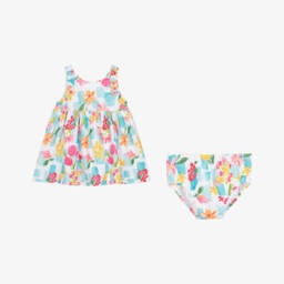 Mayoral-فستان أزرق مزهر بلا أكمام للبنات | Childrensalon Outlet