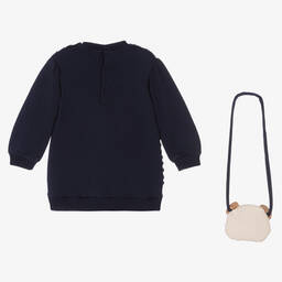 Mayoral-Синее пушистое платье и сумочка | Childrensalon Outlet