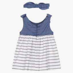 Mayoral Newborn-Girls Blue & Grey Stripe Ensemble | Childrensalon Outlet