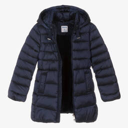 Mayoral-Girls Blue Hooded Puffer Coat | Childrensalon Outlet