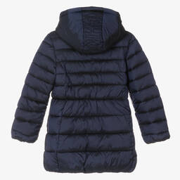 Mayoral-Girls Blue Hooded Puffer Coat | Childrensalon Outlet