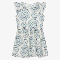 Mayoral-Girls Blue & Ivory Petal Dress | Childrensalon Outlet