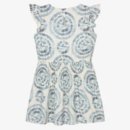 Mayoral-Girls Blue & Ivory Petal Dress | Childrensalon Outlet